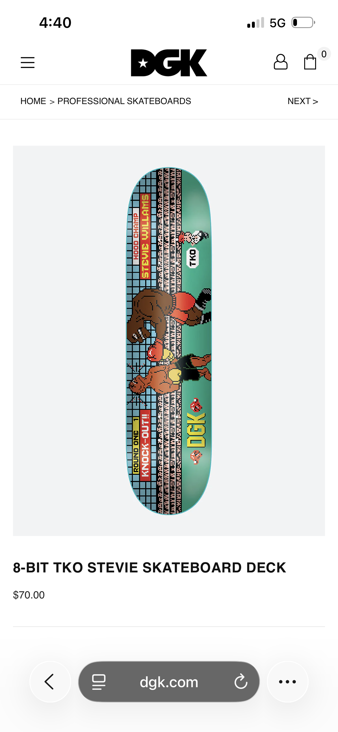 8-BIT TKO STEVIE SKATEBOARD DECK